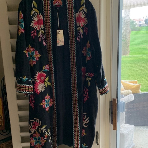 Johnny Was Jackets & Blazers - Johnny Was Black Coat with Multicolor Embroidery